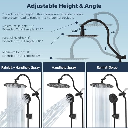 Hibbent All Metal cUPC Certified Shower Head, 10'' Rainfall Shower Head - color: Matte Black, style: Round 10''