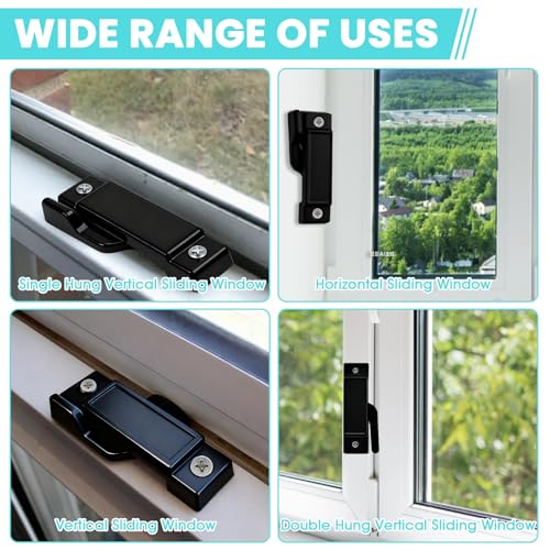 5PCS F2590 Sash Locks, Black Window Latch Replacement Parts - color: Black