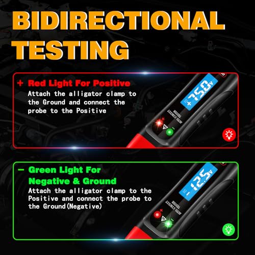 Automotive Test Light 4-75V DC LCD Digital Voltage Tester with Buzzer Sound, Auto Circuit Tester with Voltmeter, Electric Test Probe Pen for Car Battery Polarity Continuity Fuses