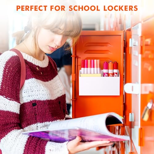 BEYGORM Magnetic Dry Erase Marker Holder for Whiteboard & Refrigerator | Non-slip Acrylic Pen Holder for Classroom, Fridge Magnet, Locker Organizer Accessories, Teacher & School Supplies(White) - color: White