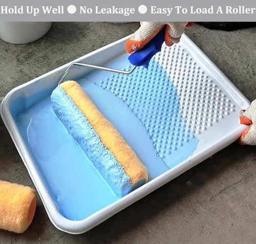 11-Pack 9 inch Disposable Plastic Paint Roller Tray -Come Up with Extra Metal Tray Liner - Ideal for DIY Painting House Projects - size: 12 Pack, 9 Inch