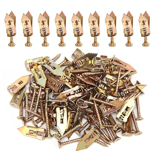 SOPAMI 100PCS Drywall Self Drilling Anchor Screws Kit,Heavy Duty Metal Wall | Metal Sheetrock Anchors and Zinc Screws for 3/8,1/2,5/8,Sheetrock Anchors 0.47x1.18inch,No Drill Dry Wall Anchors Screws Kit