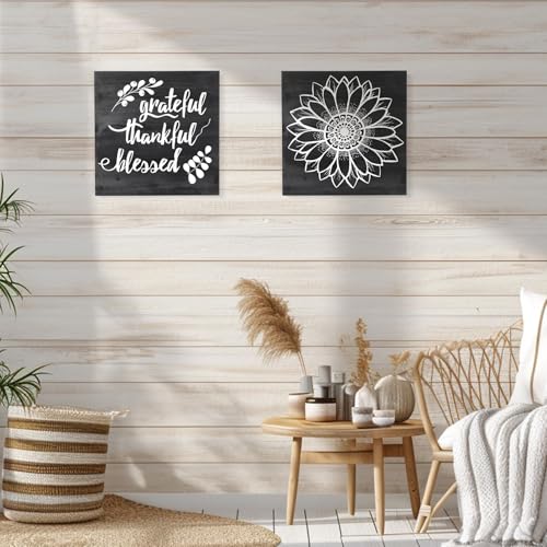 DoubleFill 4 Pcs Washed Blank Wooden Signs, 12 x 12 x 0.6 Inch Blank Signs for Crafts, Rustic Wood Canvas, Wooden Plaque, Wood Planks for Crafting Wall DIY Projects Gift Making (Black) - color: Black