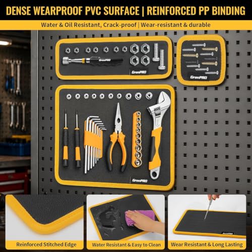 GRENPRO Magnetic Tool Mat, 6-Pack, Telescoping Pickup Tool, Parts Organizer - color: black-6pc