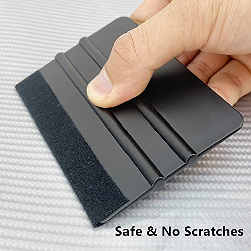 CCyanzi 4inch Vinyl Squeegee Tool Window Film Squeegee Decal Scraper Sign-Making Graphic Wallpaper Application, Felt Edge Protection Prevents Scratches - 10Piece Black - color: Black