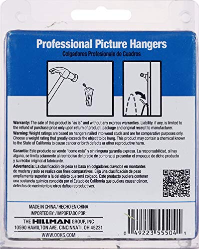OOK Professional Picture Hangers, 30lb Capacity, 25 Pack, Brass Finish - size: 25 piece