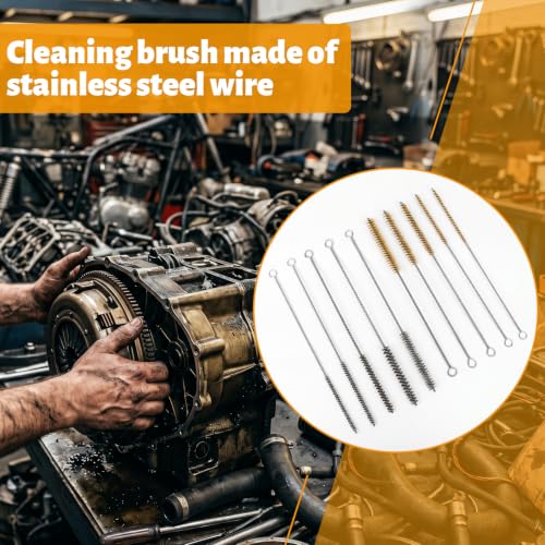 Tube Cleaning Brush,Brass Stainless Steel Engine Cleaning Brushes,12 inch Long Round Wire Pipe Cleaner for Deep Pipes (Yellow and Silver, 20 Pcs-5 Size) - color: Yellow and Silver, size: 20 Pcs-5 Size