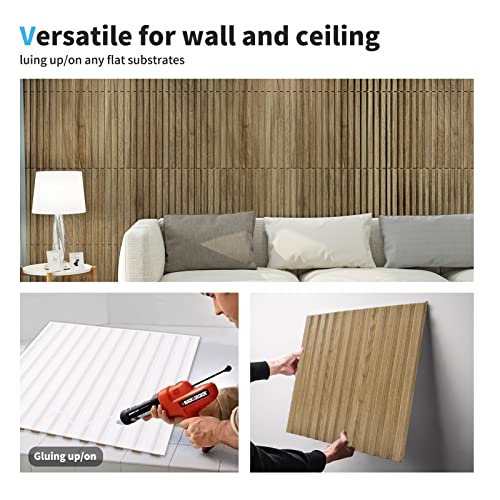 Art3d 3D Fluted Textured Slat Wall Panels, 19.7 x 19.7 in, 12-Pack, Walnut | PVC, Waterproof, Scratch Proof, Wipeable, Break-Proof, Ideal for Home, Office and Commercial Spaces - color: Square - Walnut, size: 19.7 x 19.7in.