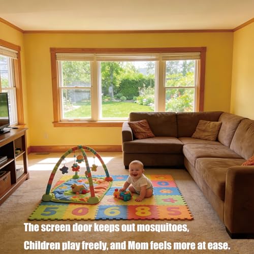Sliding Screen Door & Window Screen Replacement Kit, 48"x118" Black Fiberglass Screen Mesh with Spline Roller Tool/Hook/Cutter/Ruler - Repair for Windows, Patio, Porch & Sliding Glass Doors - size: 8 in 1