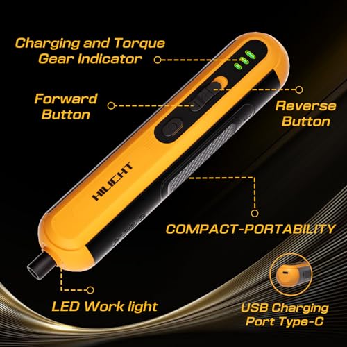 4V Cordless Electric Screwdriver Set, 26 S2 Bits, USB-C, LED
