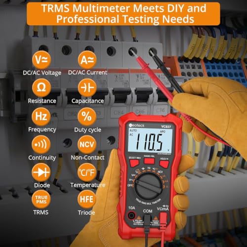Neoteck 6000 Counts True RMS Digital Multimeter,Auto Range Multimeter - color: Red, size: 6000Counts(AC/DC 600V)