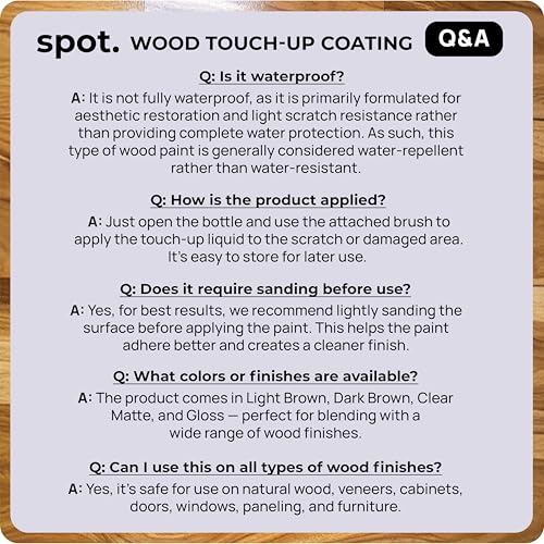 Clear Coat for Wood Stain Repairs, Brush-On Matte and Gloss Finish, Sealing and Sheen Matching, Interior and Exterior Wood, 2 fl oz Total by spot. - color: Clear