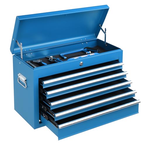 Winado 24" Portable Tool Box, 5 Drawer Tool Chest, Blue - color: Blue