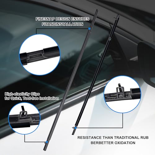 Window Molding Trim for 2006-2011 Honda Civic 4-Door Sedan | 4PCS Black Rubber Weatherstrip Seals, Replaces #72450-SNA-A01, High-rebound Buckle Design, Built-in Metal Layer - size: 2006-2011 Honda Civic