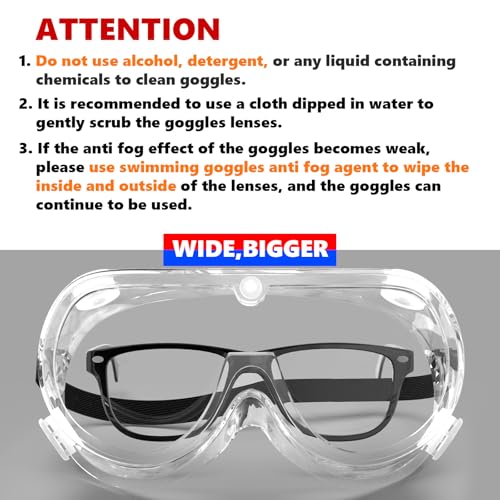 Super More Anti-Fog Protective Safety Goggles Clear Lens Wide-Vision - color: Transparent