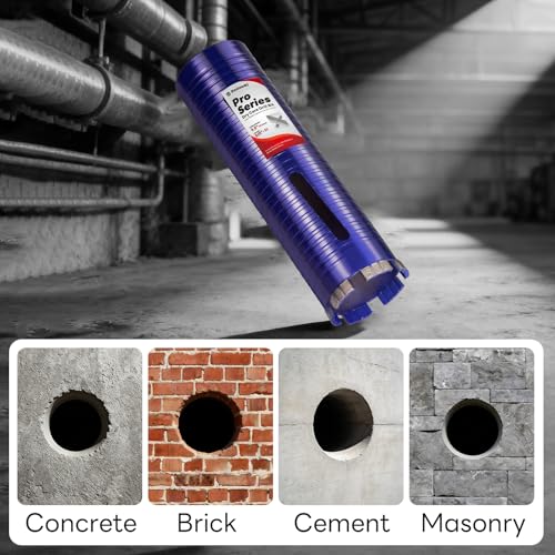 4-1/2" Core Drill Bit with Pilot Bit & Adapters(SDS Plus and 1/2" Hex), 5/8"-11 Thread, 9.5" Depth, Upgraded-Welded Segments Diamond Core Bits for Concrete, Masonry, Brick Block - size: 4-1/2"