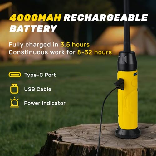 Rechargeable LED Work Light with Flexible Gooseneck, Up to 1000 Lumens 3 Modes Magnetic Work Light, Mechanic Light with Magnetic Base for Work Bench, Lathe, Car Repair, Grill Light, Emergency