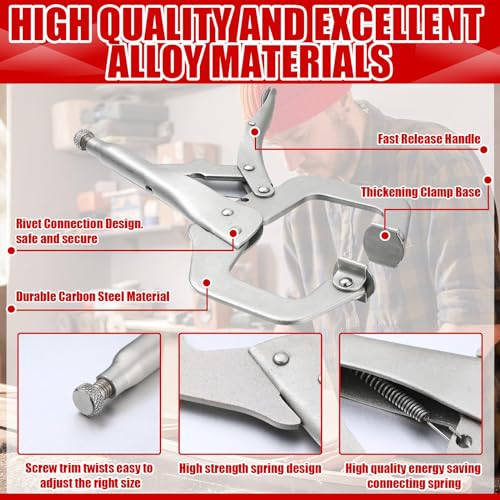Yexiya 10 Pcs Locking C Clamps, Adjustable with Swivel Pad, 10 Pcs, 4 Inch - size: 4 Inch