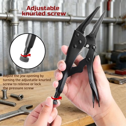 Lichamp 5PCS Vice Locking Pliers Set, 10 9 7 6 5 inches Curved Jaw Vise and Curved Jaw Grip Pliers Set