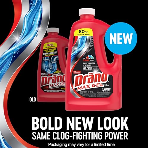 Drano Max Gel Drain Clog Remover & Cleaner, Safe for All Pipes, 80oz 2-Pack - size: 80 Fl Oz (Pack of 2)