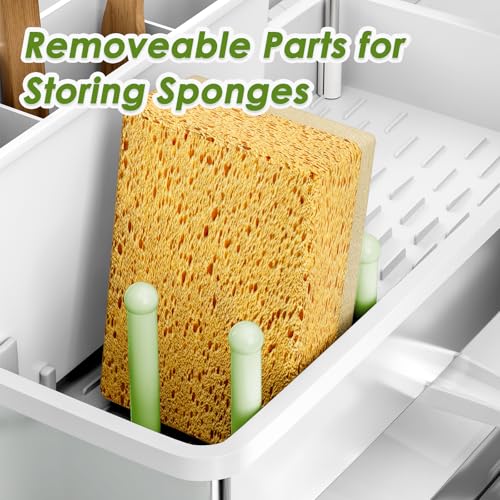 Ewaiira Stainless Steel Sink Caddy, Sponge Holder for Kitchen Sink 9.8″ - color: B-white