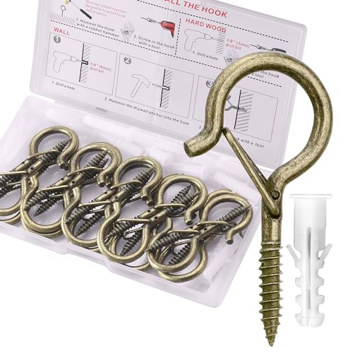 PlusRoc 20 Pack Screw Hooks for Hanging Plants Outdoor Lights(Bronze) - color: Bronze