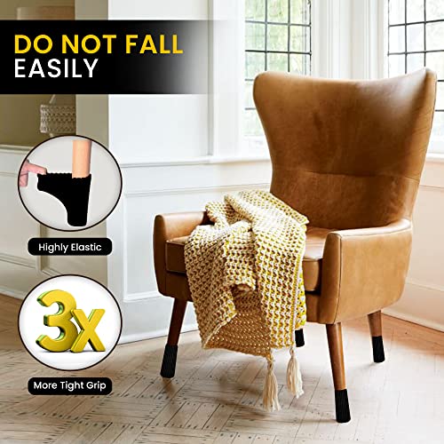 Chair Leg Socks 16/24/32 Pcs Black Furniture Leg Covers Floor - color: Black, size: 32 Pcs