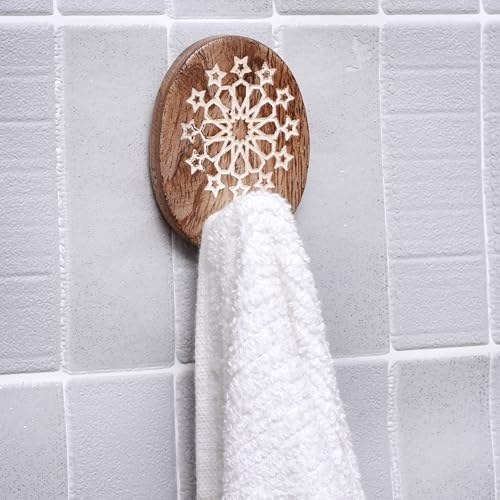 Indian Shelf 6 Pieces Wooden Adhesive Wall Hooks for Keys, Hats & Bags - color: Brown Style 8
