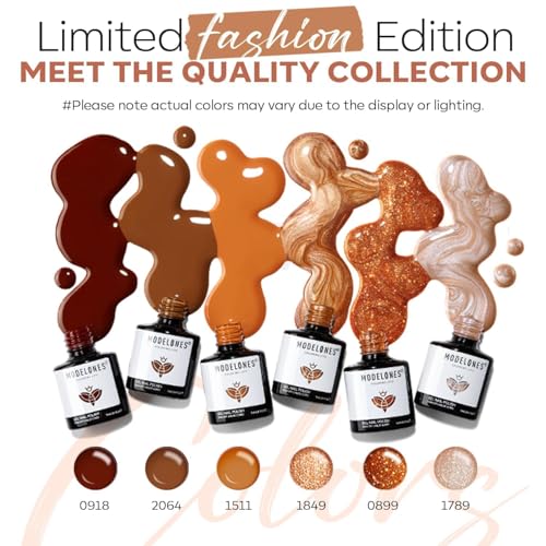 modelones Fall Gel Nail Polish Set, 6 Colors Nude Brown Orange Mocha Tawny - color: A A A0 Fall Orange Brown