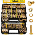 1075 Pcs Metric Bolts and Nuts Assortment Kit – Grade 8.8 | M4 M5 M6 M8 M10 M12 Hex Head Yellow Zinc Bolt Set with Nuts & Washers | 12-40mm Length with Heavy Duty Double-Sided Organizer
