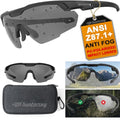 HTS HUNTERSKY Ballistic Tactical Shooting Glasses ANSI Z87+ UV400 Protective Eyewear - color: Black Gray Pl