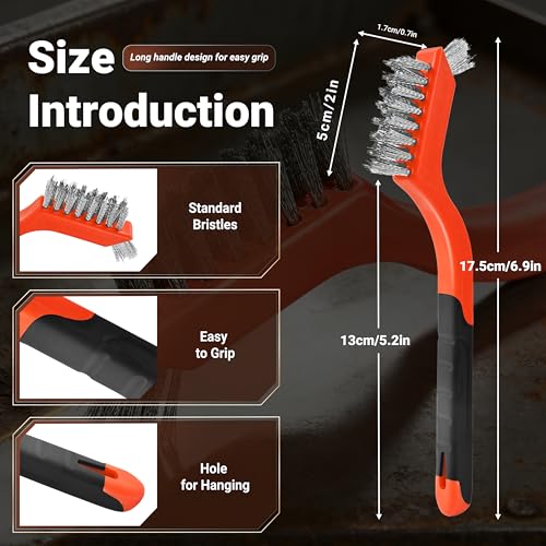 12 Pieces Stainless Steel Wire Brush Set, Stainless Steel Bristles - color: Stainless steel