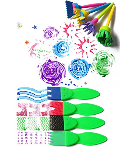 Kids Art & Craft Painting Drawing Tools Mini Flower Sponge Brush Set Fun Kits Early DIY Learning