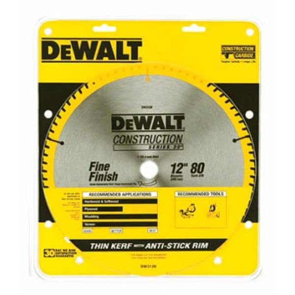 DEWALT 12 Inch 80T Carbide Circular Saw Blade, Fine Finish Saw Blade (DWA11280) - size: One Size