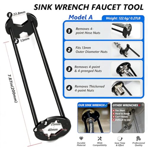 5PCS Basin Wrench Set with 80 Silicone O-Rings for Sink Faucet Repair