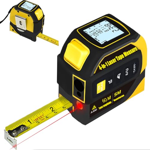 4-in-1 Laser Digital Measuring Tape & 60m/197ft Laser Distance Meter - color: Yellow, size: Laser 197 ft