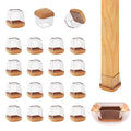16-Pcs Square Silicone Chair Leg Floor Protectors, Thick & Durable - size: S - 16 Pcs - Clear