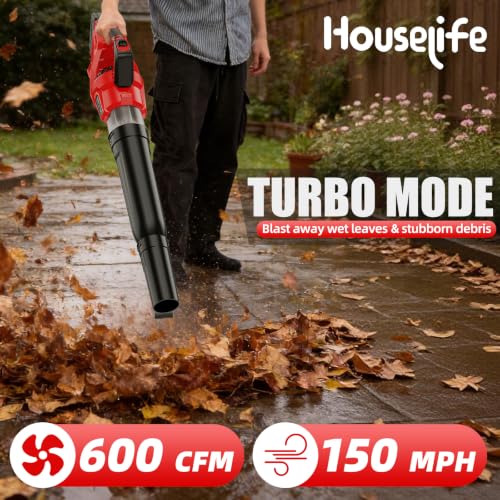 600 CFM Cordless Leaf Blower Compatible with Milwaukee 18V M18 Battery - color: Red
