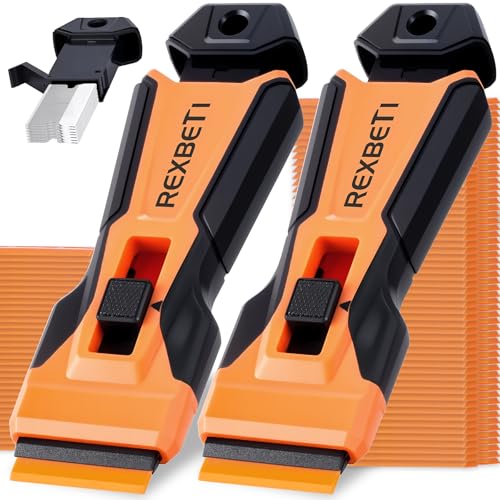 REXBETI Razor Blade Scraper Tool, 2 Pack Windows, Glass Stovetop Scraper - style: Upgraded 2 Pack