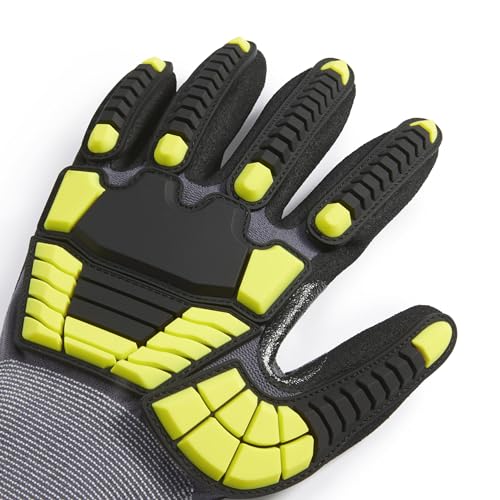 Amazon Basics Safety Work Gloves, Cut Level A1, Abrasion ANSI Level A4, Impact Resistant, Touch Screen Friendly, 15G Sandy Nitrile Palm, Yellow, Size X-Small, Pack of 120 Pairs - size: X-Small