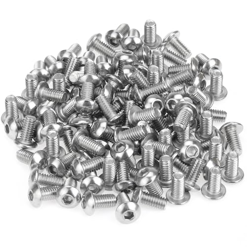 105 Pieces M4 x 8mm Button Head Socket Cap Screws, Thread Pitch 0.7mm, Sutemribor M4 Screws, 304 Stainless Steel, Fully Threaded, Silver - size: M4 x 8mm, style: Button Head