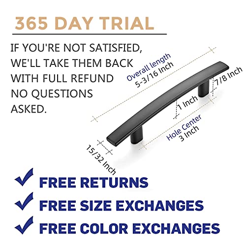 Ravinte Matte Black Cabinet Pulls Curved Drawer Handles, 3 Inch CC, 30 Pack - color: Black