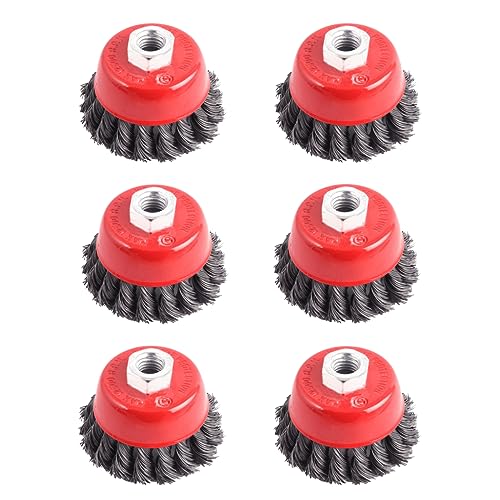 3 Inch Knotted Wire Cup Brush for 4 1/2 Angle Grinders (6 Pack) - style: 6 PACK 3" Cup Brush