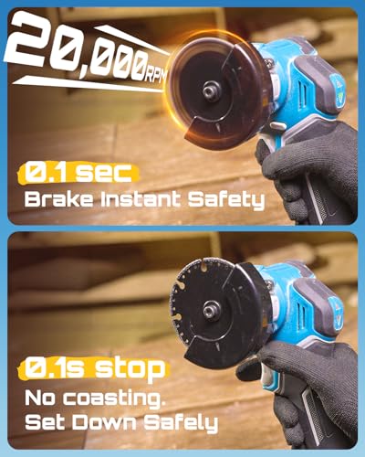 Seesii 21V Brushless 3" Cordless Cut-Off Tool with 2x 4.0Ah Batteries