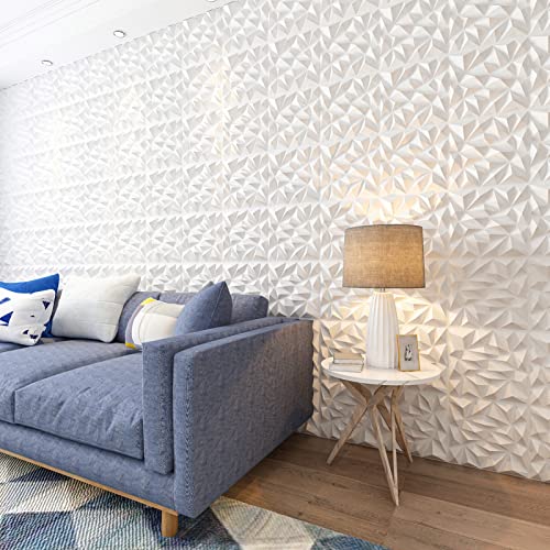 Art3dwallpanels 3D Wall Panels, White, 33 Pack | Modern 3D PVC Wall Tiles, Waterproof Fireproof, 33 Sheets White Pack, Easy DIY Mount for Residential Commercial Accent Wall - color: White