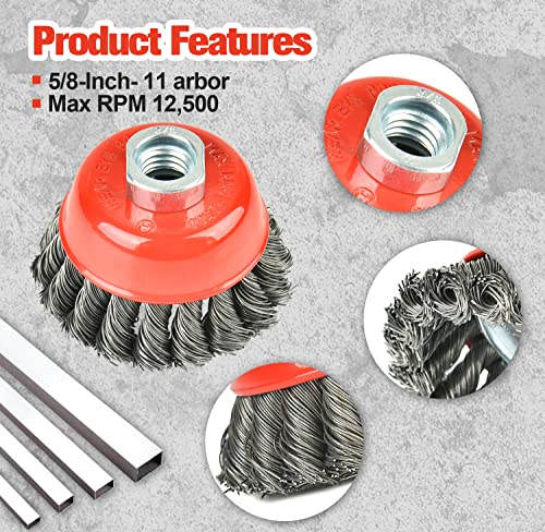 AAIN10Pack Wire Cup Brush, 3in Wire Wheel Brush for 4-1/2" Angle Grinder - size: 10 pack, style: 3 Inch Knotted Cup Brush
