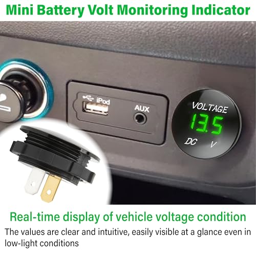 2 PCS DC 12V 24V Volt Meter, Car LED Digital Voltmeter Gauge - color: 2 PCS Green