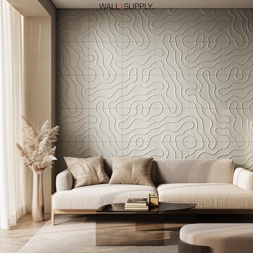 Wall!Supply 3D Flow Line Wall Panels, 12-Pack, Cashmere - color: Cashmere, style: Flow Line