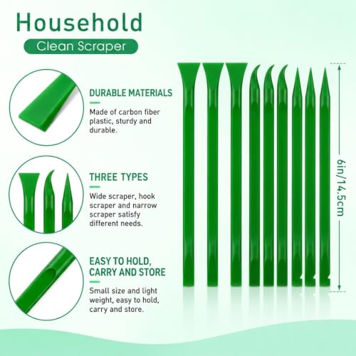 Crevice Cleaning Tool, 9 PCS Carbon Fiber Plastic Scraper Tool Set for Car Detailing - color: Green