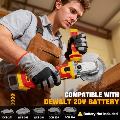Ecarke Flat Head Grinder Compatible with DeWalt 20V Battery, 4-1/2" to 5",11000RPM, Anti-Vibration & Multiple Safety System,Tool-Free Guard,Angle Grinder for Tight Spaces Grinding (Tool Only) - color: Yellow